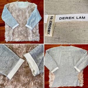 Derek Lam 10 Crosby $875 Faux Mohair Sweater Top w Kangaroo Pocket 0 Small EUC
